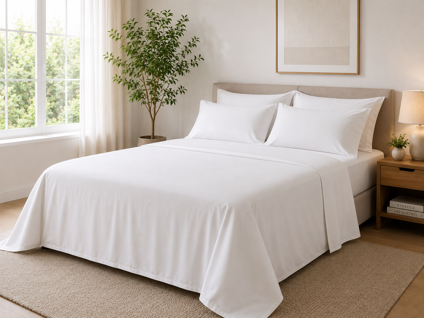 Plain White Pillowcase Set – 300TC Cotton Sateen