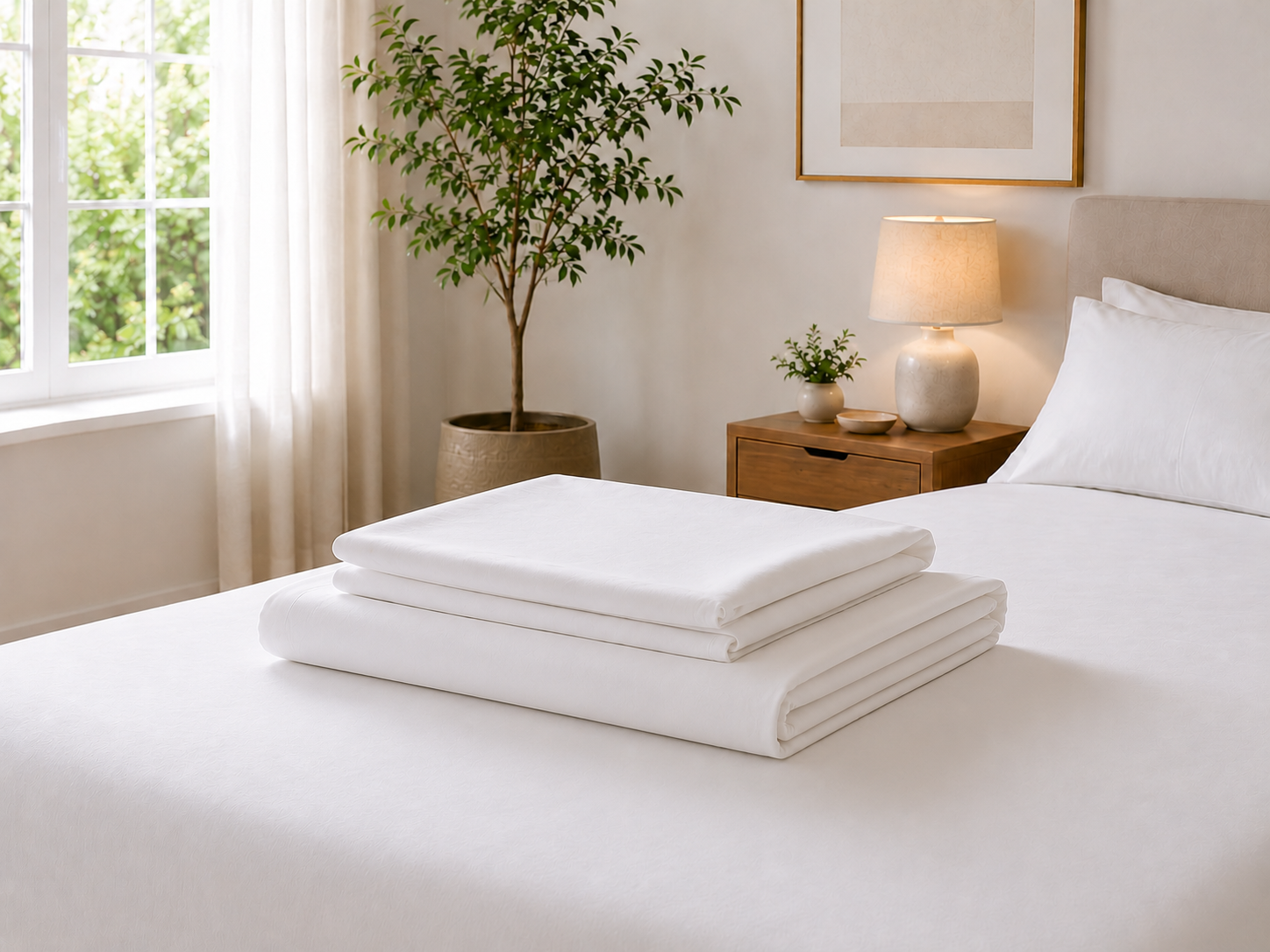 Plain White Pillowcase Set – 300TC Cotton Sateen