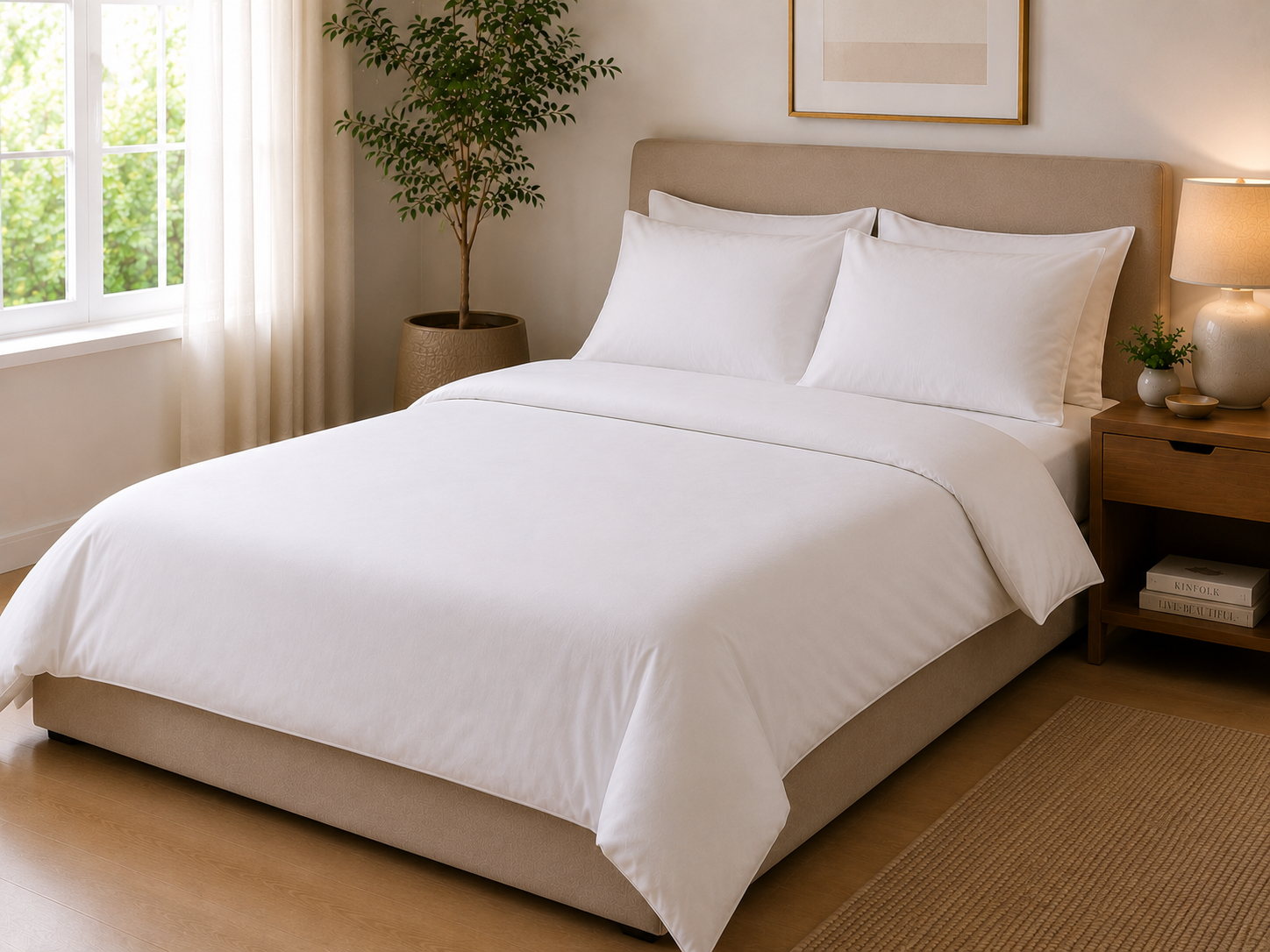 1PC-DUVET COVER PLAIN WHITE- 300TC,100% COTTON SATEEN